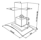 Campana de Pared 28" (70 cm) Marca: Teka Modelo: TOTAL NC2 70 Color: Acero Inoxidable con Cristal