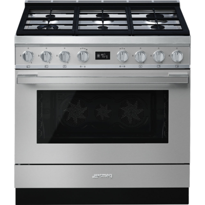 Estufa Gas de Piso 36" (90 cm) Marca: Smeg Modelo: CPF9GMX1 Color: Acero Inoxidable