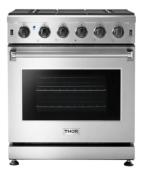 Estufa Gas NAT Profesional 30" (76 cm) Marca: THOR Modelo: LRG3001U Color: Acero Inoxidable (2025 08) 