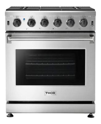 Estufa Gas NAT Profesional 30" (76 cm) Marca: THOR Modelo: LRG3001U Color: Acero Inoxidable (2025 08) 