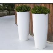 Maceta New Garden (Made in Spain) Exterior o Interior Mod: Bambu (40cm dia x 70cm alto) Color:Blanco