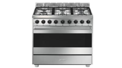 Estufa Gas Piso 36" (90 cm) Marca: Smeg Modelo: B91GMXI9 Color: Acero Inoxidable