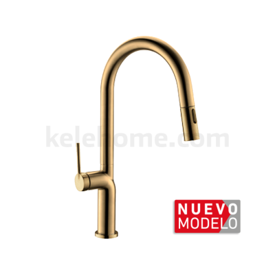 Mezcladora Monomando (41X24.5cm) Marca: Kele Modelo: KSS1234-GD Acabado: Acero Inoxidable / Gold